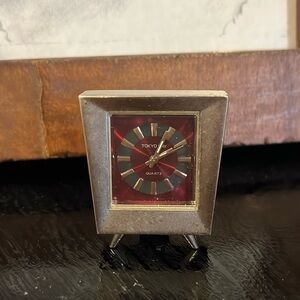 Tokyo Bay mini tv clock.  Silver.  Luminous hands.  Quartz.